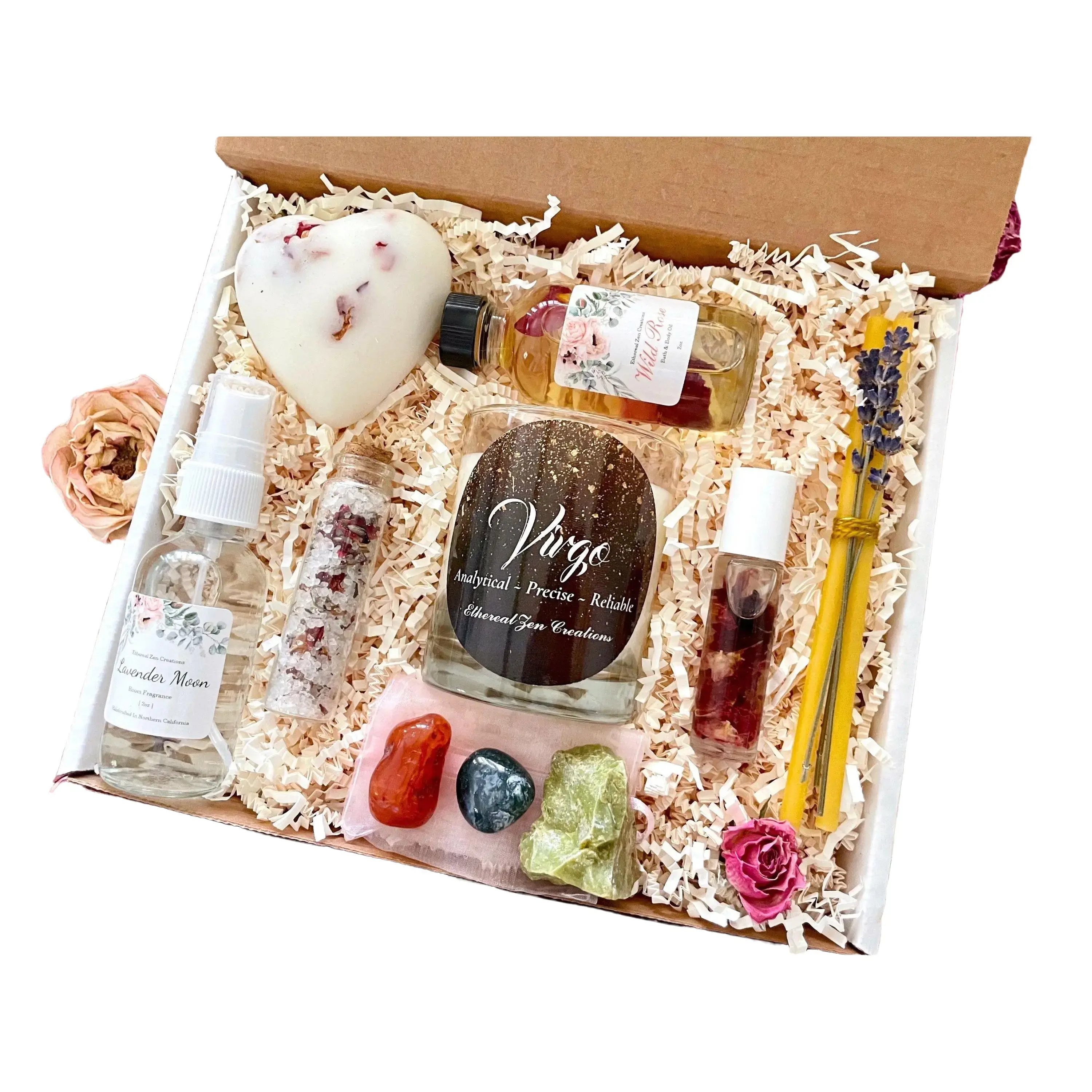 Virgo Zodiac Sign Crystal Gift Box, Astrology Crystals, Zodiac Birthday Gift For Her, Witchy, Self-Care Box, Metaphysical