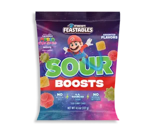 Feastables Sour Boosts Gummy Candy, 4.5oz 12 Count, Limited Edition for The Super Mario Galaxy Movie, for Adults & Kids, Mixed Flavor Sour Candies, Perfect for Gifting or Snacking
