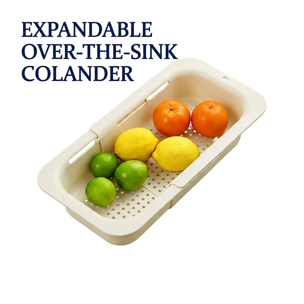 Collapsible Drain Basket, Kitchen Sink Strainer, Vegetable Wash Basket, Foldable Colander, Fruit & Vegetable Drainer Basket, Kitchen Storage Rack