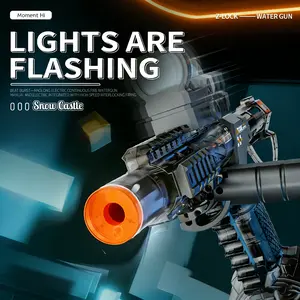 2026 Ultimate Electric Water Blaster with Glowing Flame Muzzle (Safe Orange Tip), Fully Automatic 700cc High Capacity Squirt Gun, 32FT Range, Summer Pool Toy for Kids & Adults