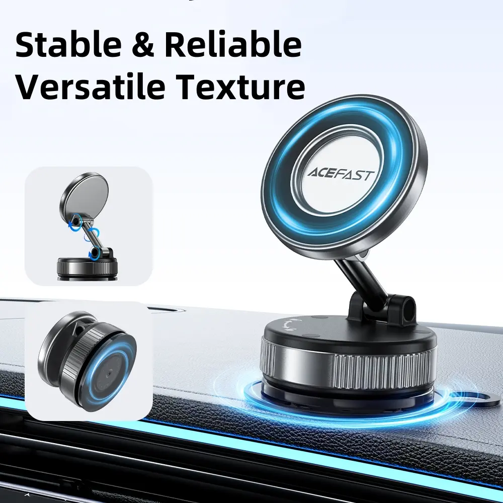 2025 Upgraded Vacuum Magnetic Car Phone Holder, 360° Reinforced 96LBS Ultra Suction Cup Phone Mount, Foldable Car Phone Stand Strong Suction Cup Phone Holders for Car/Makeup/Gym/Mirror Mount for iPhone & Android