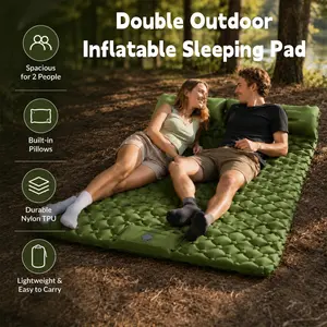 Double-person inflatable mat for stepping on—thickened, enlarged, wear-resistant, lightweight; suitable for hiking, camping, home use, everyday needs, outdoor tents; a must-have item.camping,hiking,outdoors,backpacking,camping Sleeping Pillow