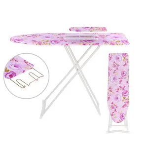 #Springtok Ironing Board Height Adjustable Smooth Edge Good Load-bearing Non-Slip Wear Resistant Ironing Clothes Extra-Wide Clothes Ironing Board with Folding Legs Flower decor