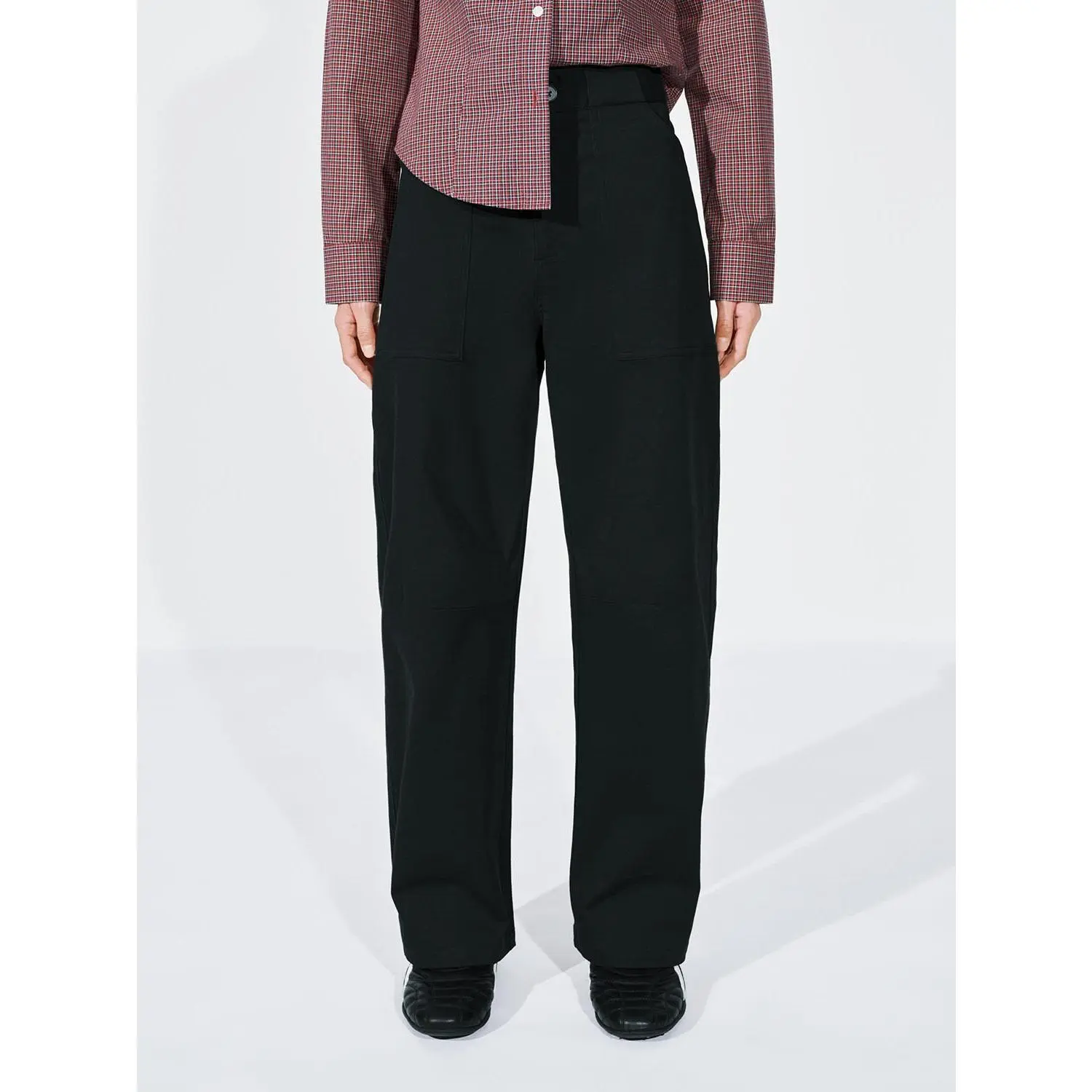 Women's Minimalist Cropped Trousers, Casual Fit Curved Wide-Leg Pants in Stretch Cotton Elastane for Everyday Commute, Garments, Fabric, Lady, Xxs, Multi-Size, Curved Legs, Cold Wash, Basic, Clothes