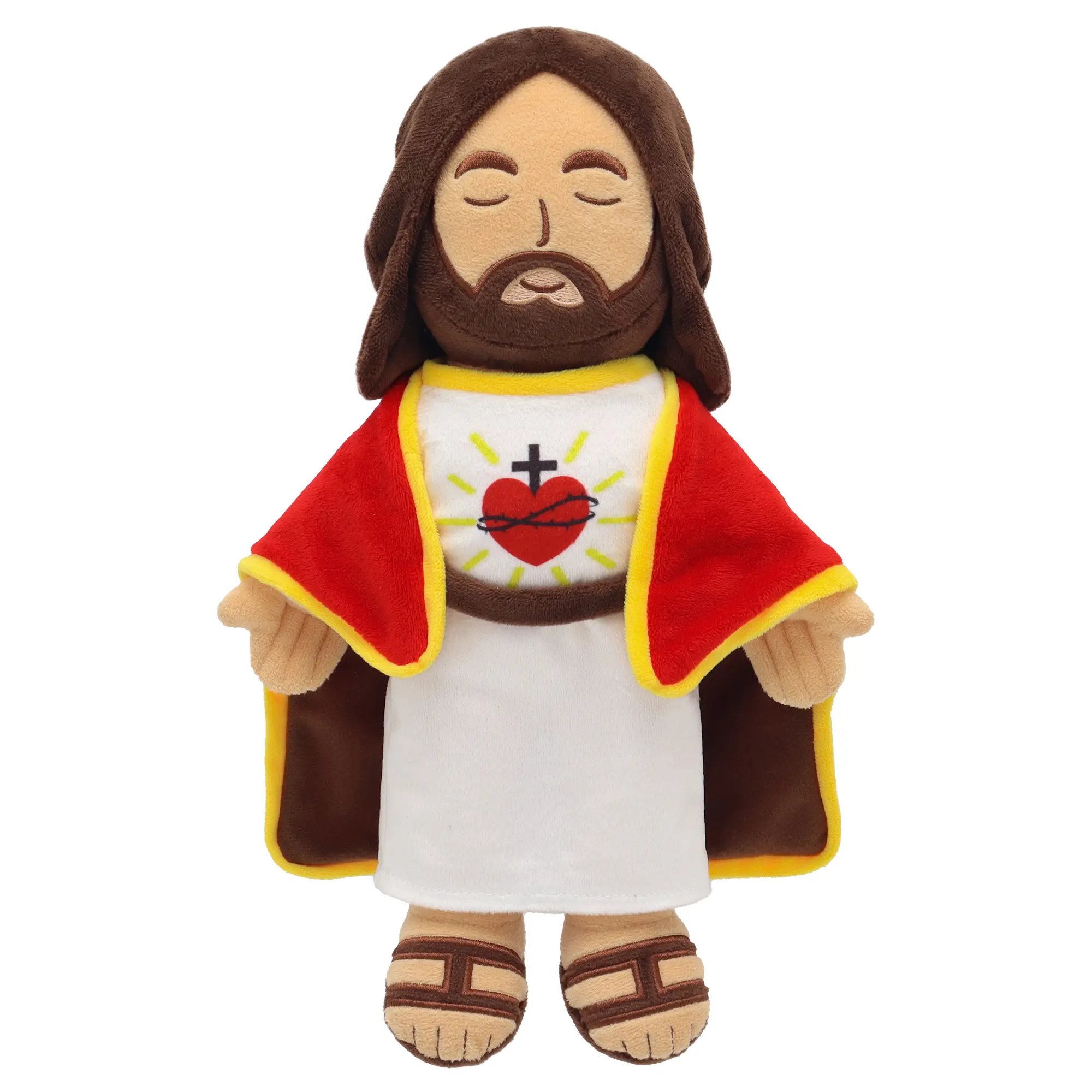 Yelakey 13.4" Jesus Plush Doll for Kids Jesus Plushie with Red Gold-Trimmed Shawl Christian Religious Gift for Christening & Easter Decoration