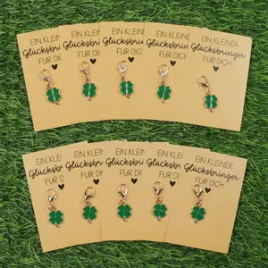 10pcs Four Leaf Clover Keychain Gift Set, Lucky Four Leaf Clover Keychain For New Year、Christmas And Birthday, Fresh Green Four Leaf Clover Keychain, Ideal Four Leaf Clover Keychain For Wedding, Bridal Shower, Birthday And Anniversary