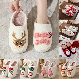Women Men Christmas Slippers Memory Foam Slippers Warm House Slippers Cozy Fuzzy Bedroom Home Shoes for Indoor Outdoor