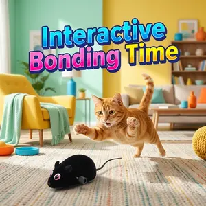 Teasing safe adult cat toys set plush simulation mice wind-up clockwork flocking self high boredom with feather tail mouse teasing kitten toys indoor interactive