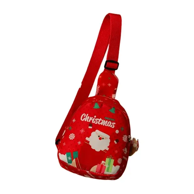 Christmas Santa Sling Chest Bag Mini Crossbody Bag Lightweight Travel Hiking Daypack Kids Holiday Candy Gift Bag Red Xmas Shoulder Bag Cute Santa Christmas sling chest bag for holiday trips
