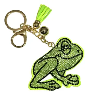 Frog Bling Keychain, Rhinestone design, Tassel Decor Sport Keychain for Men, Women, Kids Bling Backpack Keyrings, Purse Charms