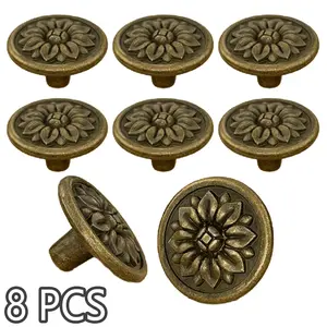 8 Pack Antique Bronze Floral Cabinet Knobs – Vintage Metal Drawer Pulls with Mounting Screws, Decorative Flower-Shaped Knobs for Kitchen Cabinets, Bathroom Vanities, Dressers, Wardrobes, Nightstands, Bookcases and Home Improvement Projects