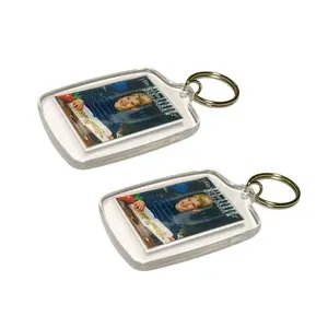 Acrylic Photo Holder Keychain 2 Pack - Clear Acrylic Photo Booth Style Keychain for 1" x 1.5" Photos - Nostalgic & Durable Keychain Cute Keychain for Weddings and Parties with PhotoBooth