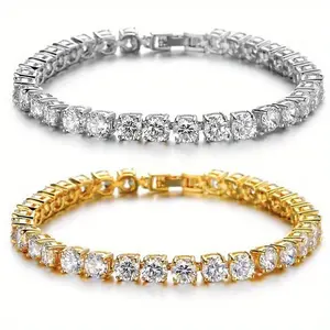 2PCS Luxurious Full Rhinestone Bracelets Set Fashionable Unisex Golden & Silvery Round Cut Sparkling Rhinestone Bangle Fashion Accessory Jewelry, Ornaments, Perfect For Gifting During Festivals