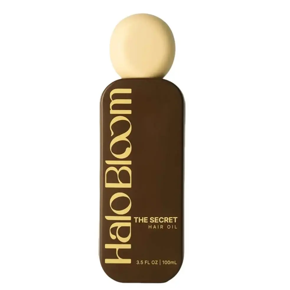 Halo Bloom Hair Oil The Secret - Prunus Amygdalus Dulcis Sweet Almond Oil for Healthy Scalp & Strong Hair - Cruelty-Free, Mineral Oil-Free Formula