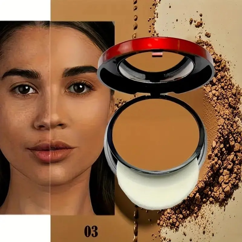 6 Shades Waterproof & Sweatproof Contour, Concealer Powder, Foundation - Oil-Control Matte Finish, Flawless Matte Finish, Buildable Coverage, All Day Coverage with Angled Sponge Applicator, Long-Lasting Finish, Portable Makeup, Cosmetic