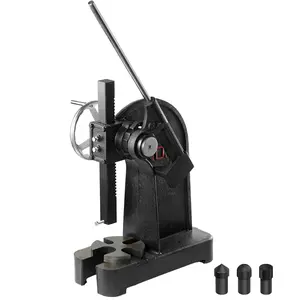 【Summervibes】VEVOR Arbor Press, 3 Ton Ratchet Type Arbor Press, Ratchet Leverage Arbor Press with Handwheel, 12.2" Maximum Height, Cast Iron Manual Desktop Punch Press, for Stamping, Bending, Stretching, Forming