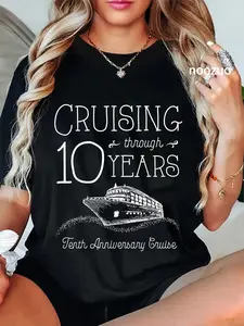 100% Cotton 10th Anniversary Cruise T Shirt His and Hers Matching Couple