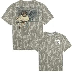 Roost Waterfowl Men's Boykin Stamp Mossy Oak Camo Short-Sleeve T-Shirt, Breathable Soft Cotton Casual Hunting Graphic Tee
