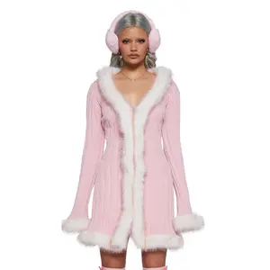 Furry Foe Long Cardigan - Pink