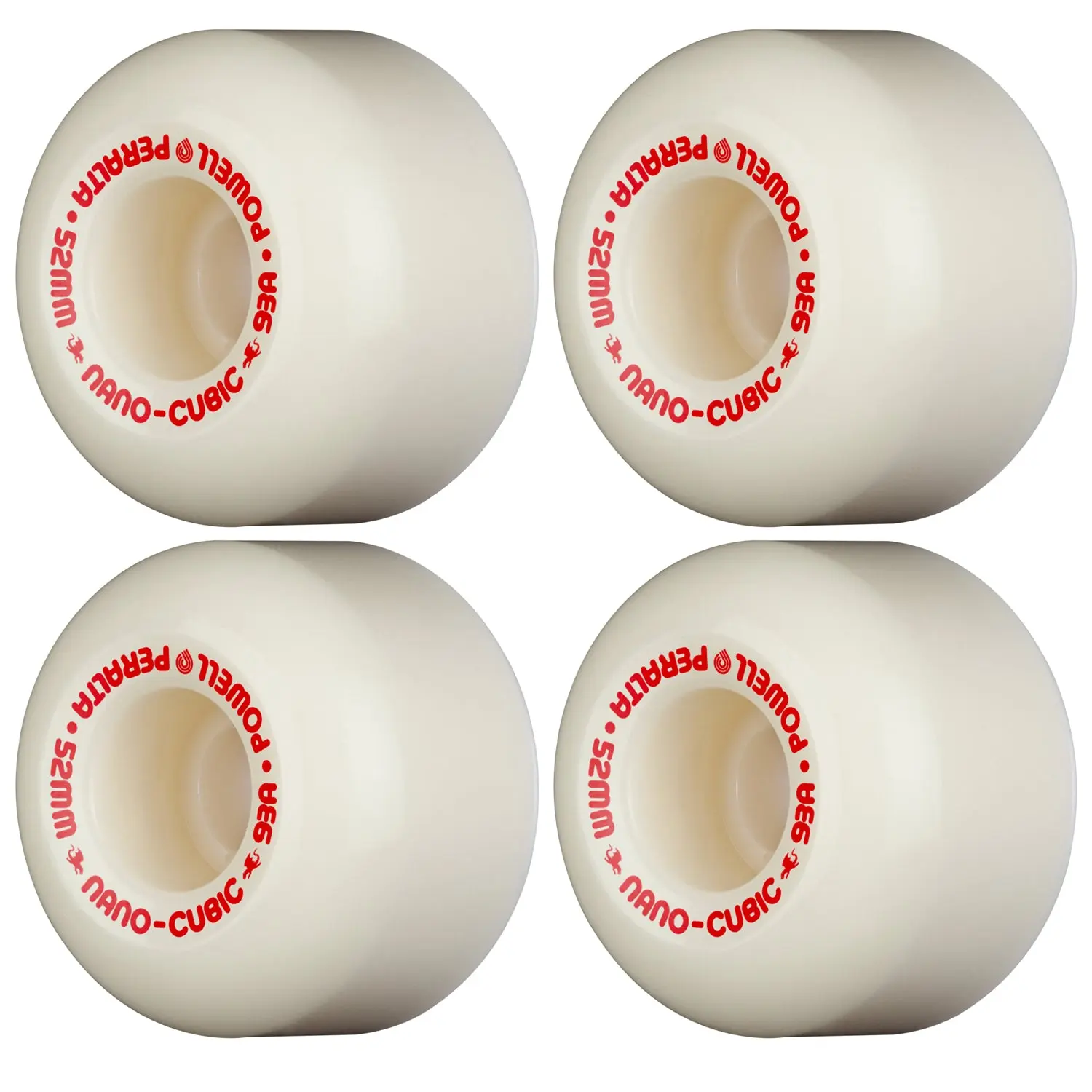 Powell Peralta Skateboard Wheels 52mm x 36mm Dragon Formula 93A Nano Cubic White/Red