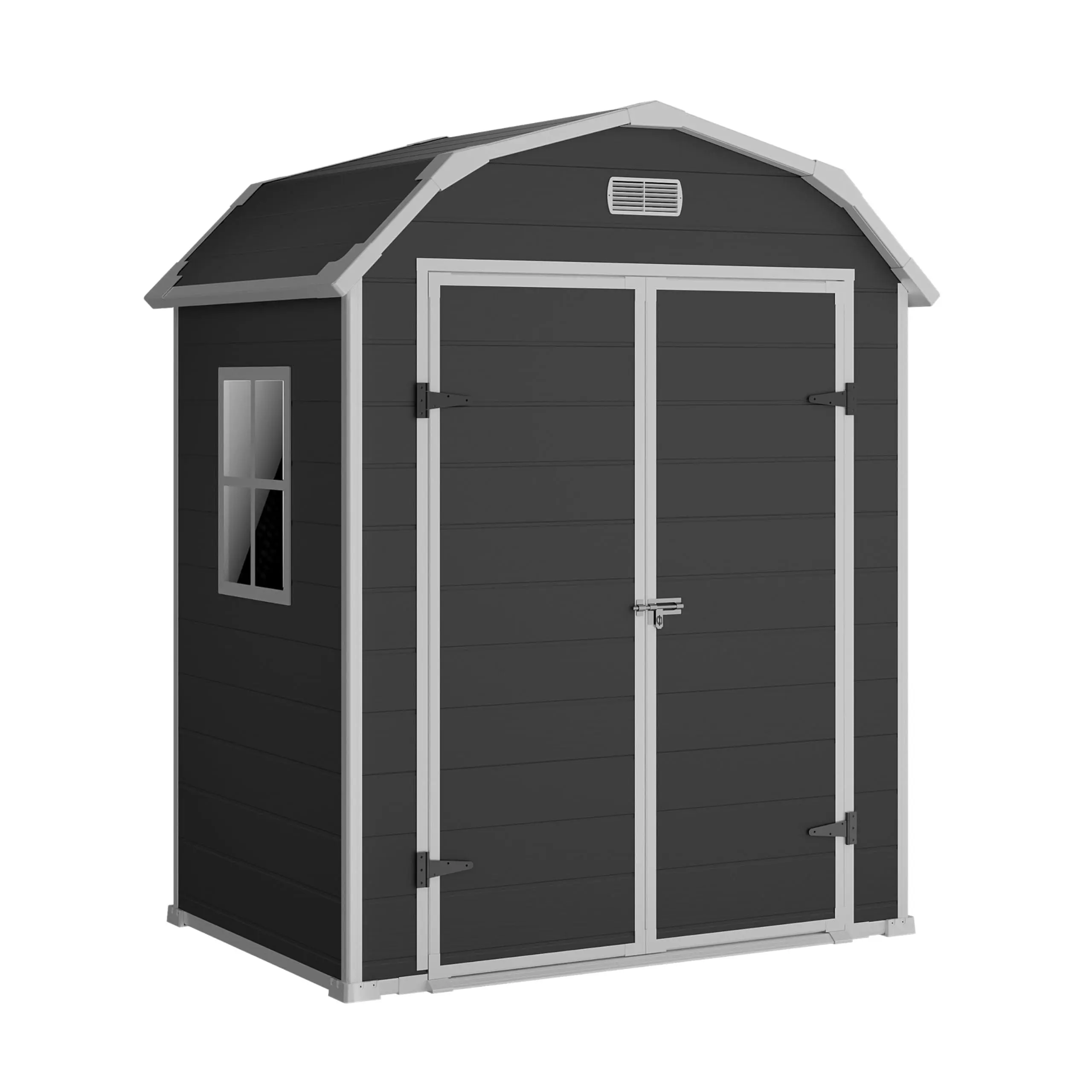 Gaomon 6x4.5 ft Resin Outdoor Storage Shed with Floor, Waterproof All-Weather Unit, Compact-Fit Leak-Proof Solid Panels for Backyard Organization, Black, Includes Floor
