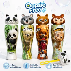 Oopsie Free Cute Animal Bubble Wand Bottle, Refillable Bubble Wand Toy, Outdoor Backyard Bubble Play Toy  kids outdoor play