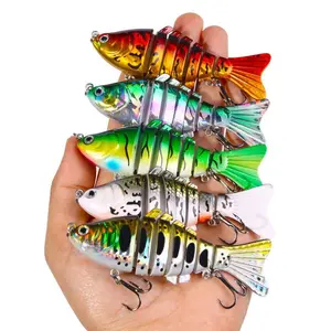 Artificial Fishing Bait with Hook, Multi-Jointed Swim Crank Fishing Lure 3.9in/0.56oz, Bionic Hard Lifelike Swimbait for Freshwater and Saltwater, Slow Sinking Swimming Lure, Perfect Outdoor Fishing Gear for Beginners