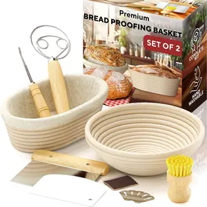 Complete Bread Proofing Baskets Set -  Kit for Sourdough Bread Making - Includes 9" & 10" Banneton Basket w/ Needed Bread Baking Supplies -  Tools for Baking Enthusiasts
