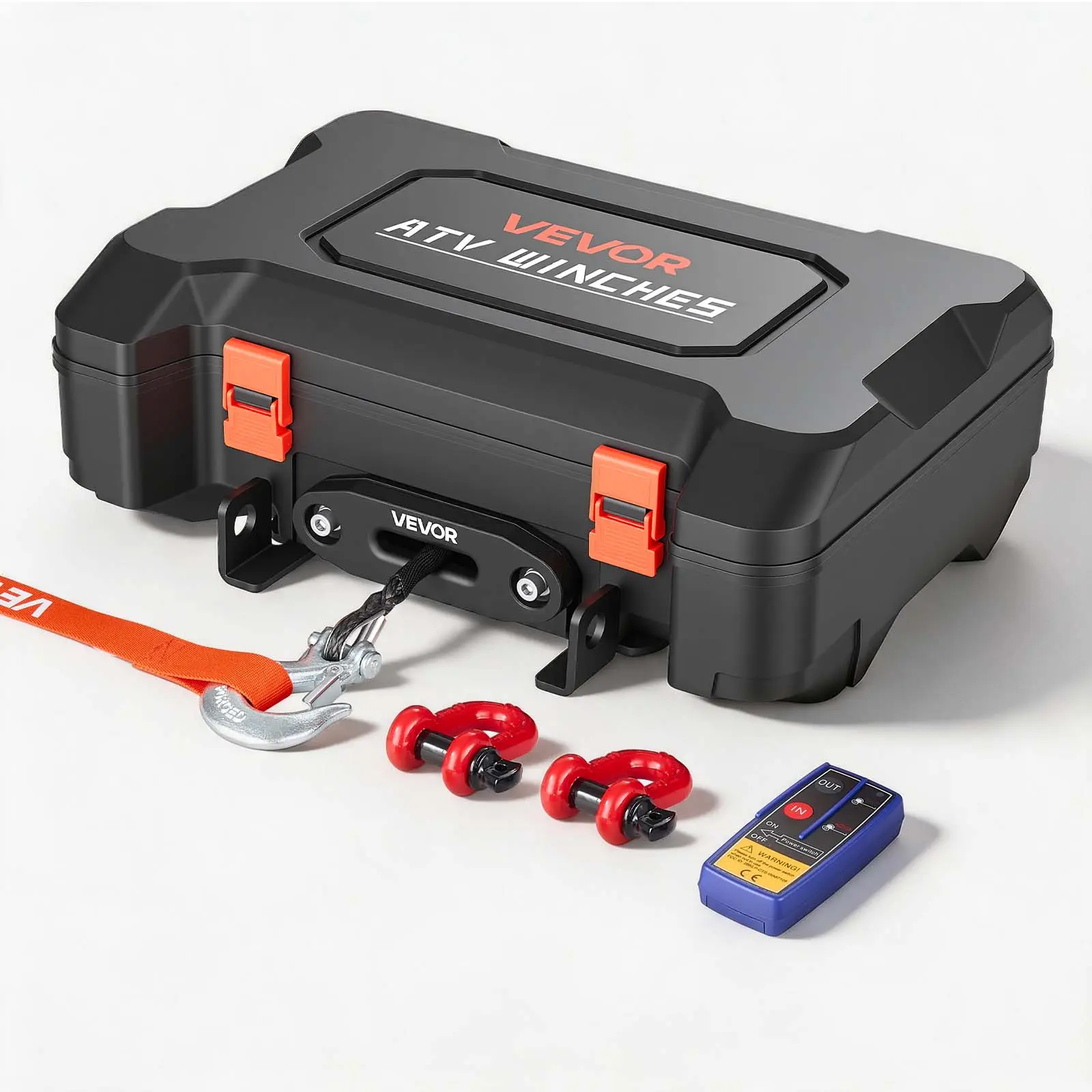 VEVOR 4500 lbs 12V DC Electric Portable Winch, 2.2 hp Motor, 136:1 Gear Reduction Ratio, Synthetic Rope, Wireless/Wired Remotes, Box-Style Recovery Kit, Aluminum Alloy Frame, IP55 Rated, Built to Last for ATV UTV Off-Road Pulls
