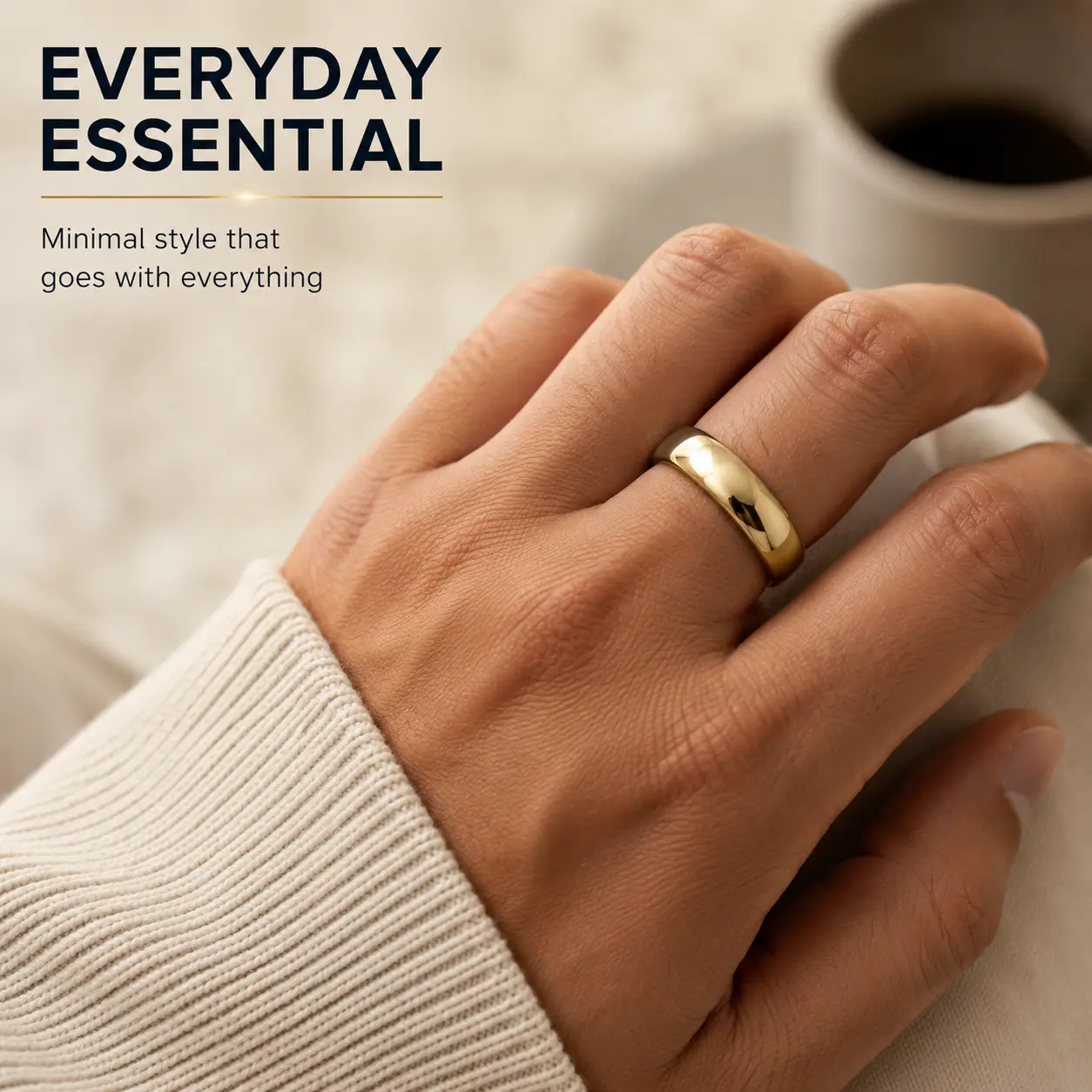 Gold Silver Tone Classic Wide Band Ring Comfortable Polished Finish US Sizes 5-13 Everyday Wedding Anniversary Gift Men Women Fashion Jewelry Accessory
