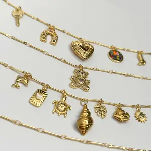 Bar Gold Chain - Custom Charm Necklace or Bracelet