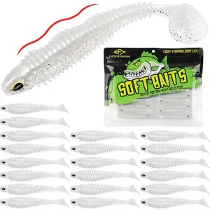 Paddle Tail Swimbaits 10/16/20 PCS Soft Plastic Lures for Bass Trout Crappie Walleye 4.1/3.5/3/2.5 Inch Lifelike Action with 3D Eyes & Shrimp Scent,summervibes