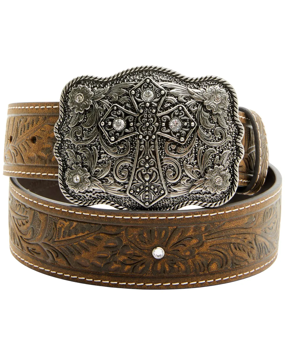 Shyanne Women's Women'S Floral Scroll Cross Buckle Belt - Safa23bt1