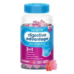 Daily Probiotic Gummies For Digestive Health & Gut Health, Digestive Advantage Probiotics For Men and Women (90 count bottle) - Superfruit Flavor