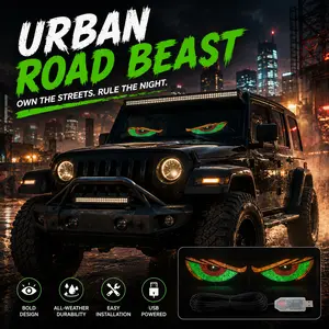 LED Devil's Eye Glow Lights - 3-Mode USB-Powered Vehicle Exterior Decoration, Windshield Accessory for Pickups & Car Meets - Midnight Drive Aesthetic Essential Car Accessories