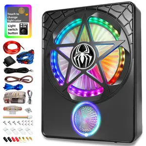 [Bass Drop] SCBPAUD 10-Inch Ultra-Slim Under-Seat Subwoofer, 3000W , 3-Way Full-Range Design with Star-Web LED Beat Light, Universal Fit