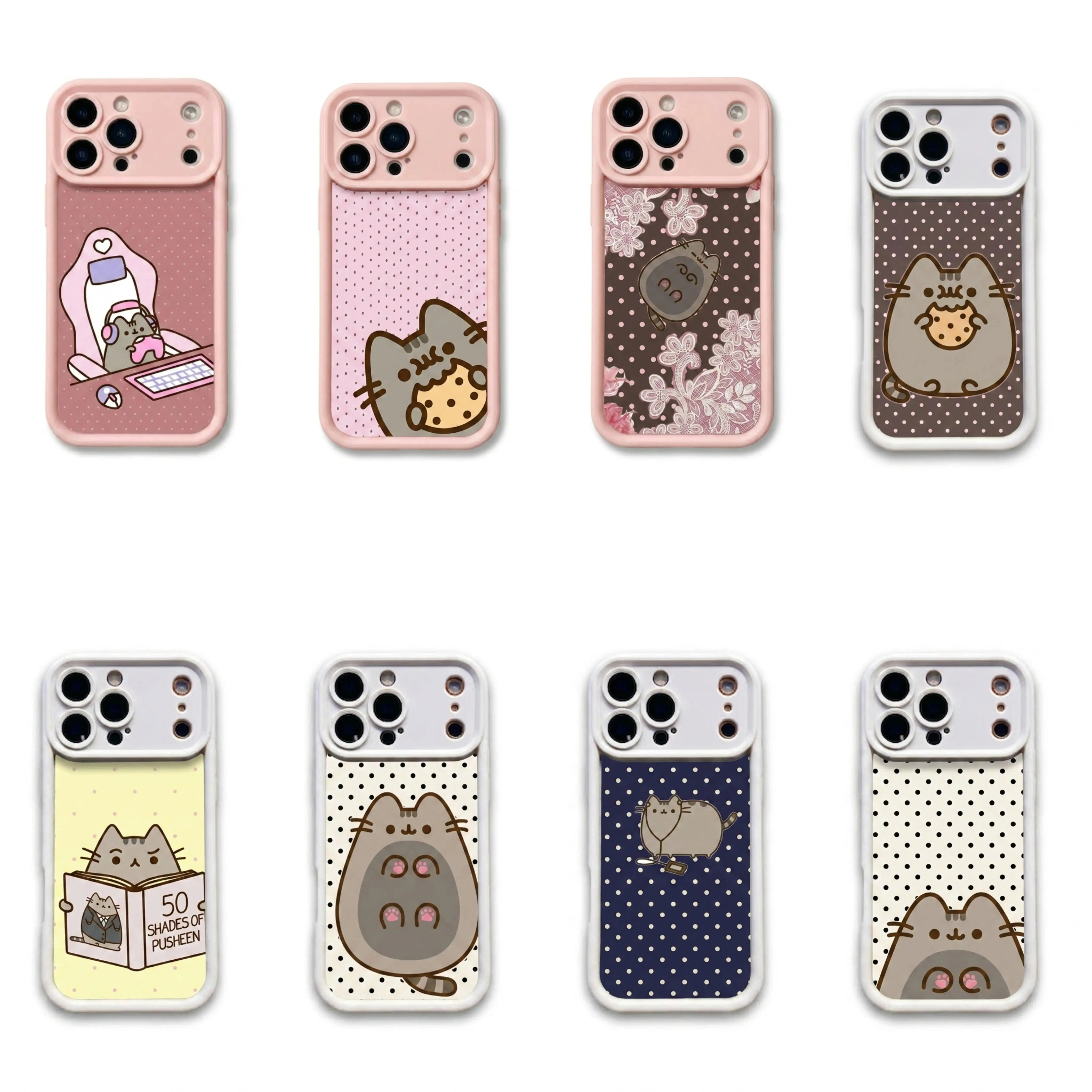 WIN A Cute Pusheens Shock-Proof Anti-Fall Phone Case That Features Ice Cream, Compatible with for Samsung and iphone Models 17,16, 15, 14, 13, 12, 11 Pro Max, Halloween Christmas gift Made of Transparent TPU Soft Shell Smartphone