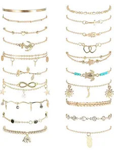 20pcs Ankle Bracelets for Women, Adjustable Beach Anklet Set, Surfer Anklet, Heart Star Turtle Infinite Anklets, Foot Jewelry, Fashion Jewelry, Trendy Jewelry, Trendy Jewellery Accessories