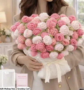 Handmade Rose Bouquet Blanket Throw Floral Gift-ready with gift Bag Knitted Cozy Blanket Rose Flower Decor Foldable Blanket Valentines Day Mothers Day Birthday Anniversary Party Wedding Gift for Girlfriend Wife Mom Her Home Decor