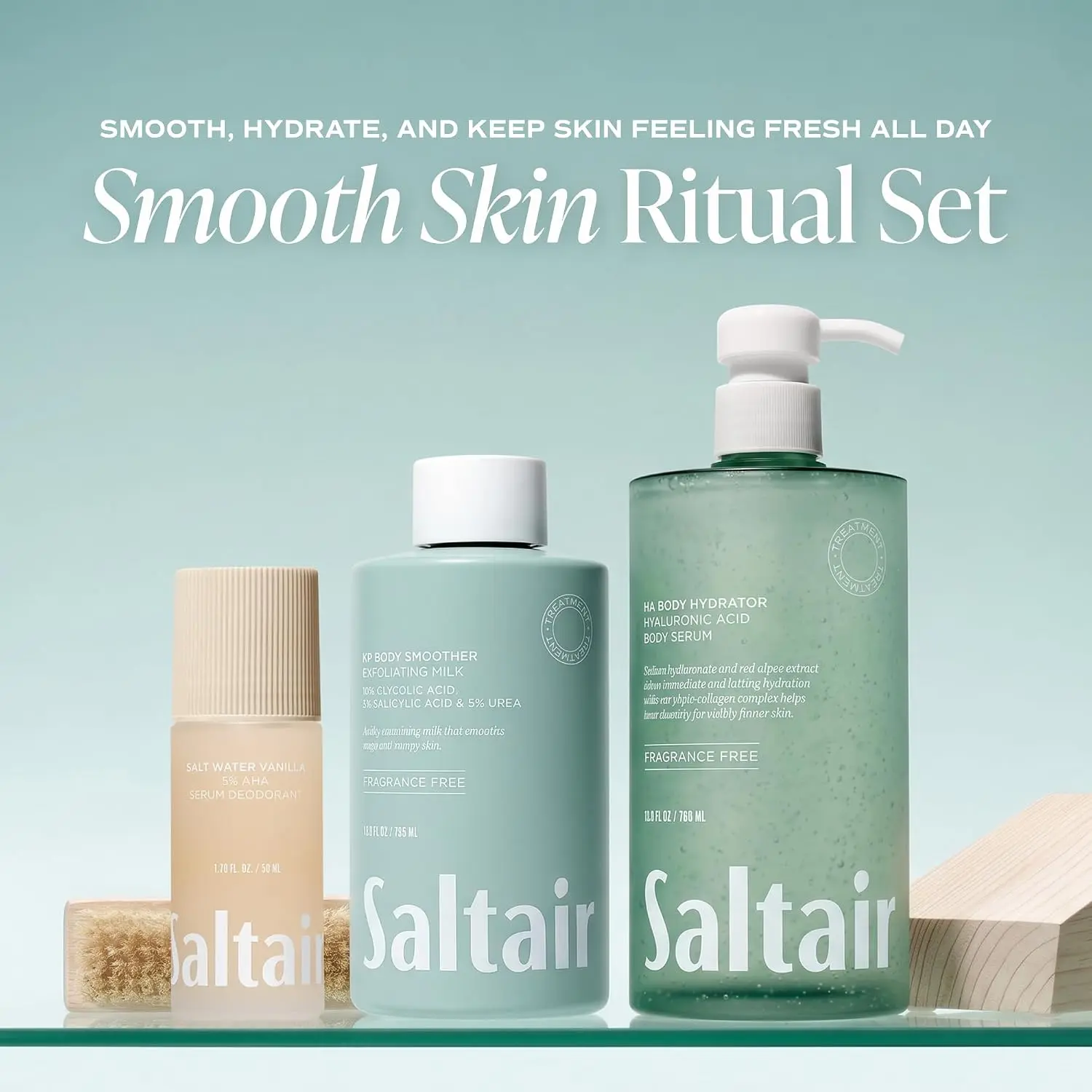 Saltair KP Body Milk | AHA & BHA Exfoliating Toner With Urea | 10 oz | Glycolic Acid and physical exfoliants for rough-feeling areas and a smoother shower regimen