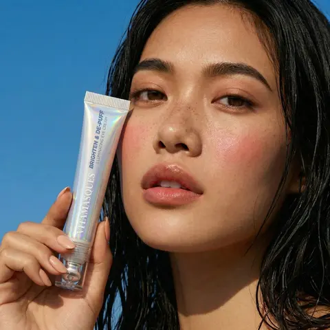 VITAMASQUES Brighten & De-puff Illuminating Eye Cream - Soothing, Lightweight, Fast-Absorbing Serum with Hyaluronic Acid, Aloe Vera, Green Tea, Niacinamide - Calm Hydrating Vegan, Cruelty-Free Choice for Daily Under-Eye Radiance