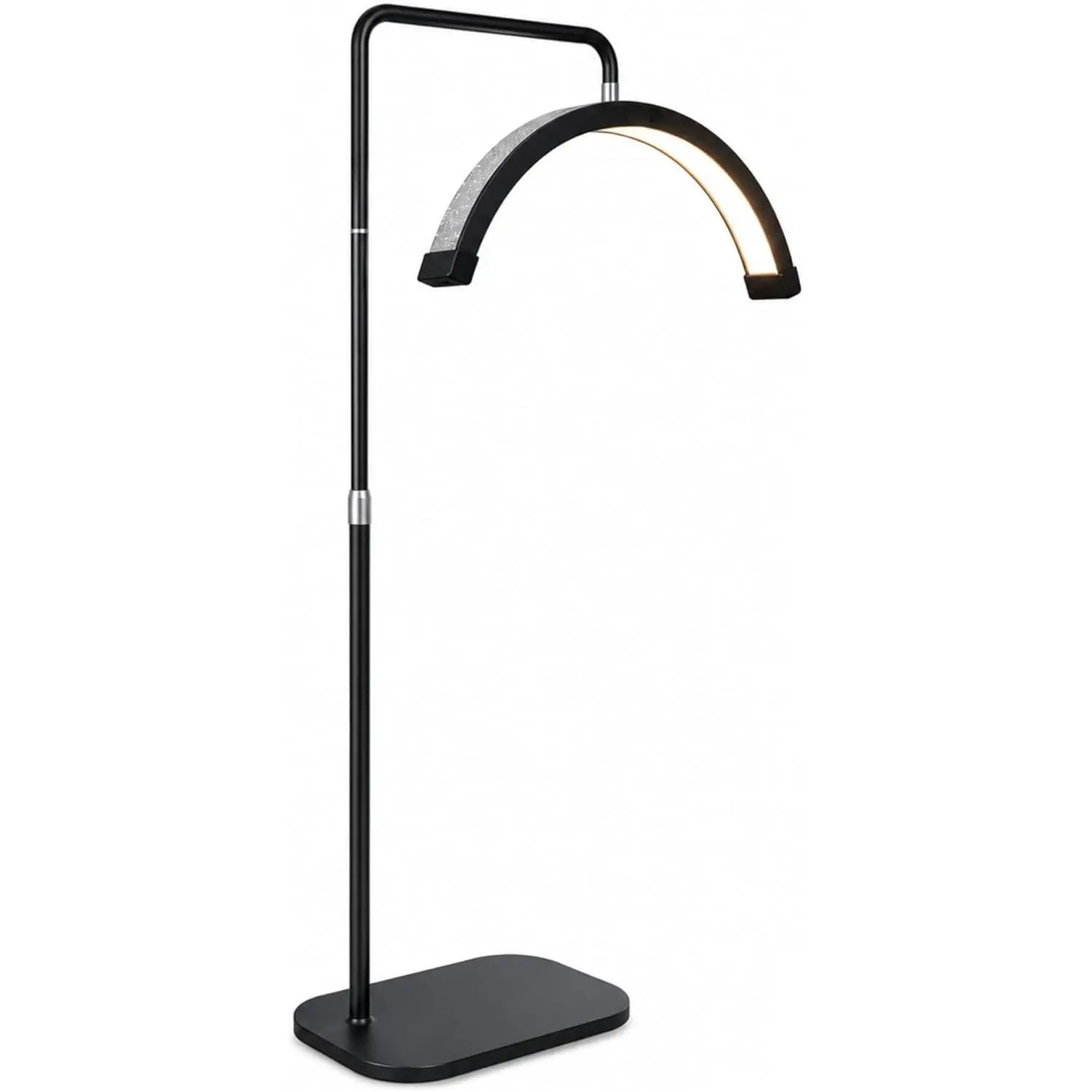 Bling Half Moon Lash Light - Dimmable Diamond Esthetician LED Lamp for Eyelash Techs, Adjustable Height, Touch Control, Warm & Cool Tones, Black