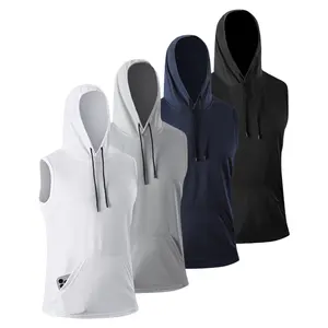 4-Pack Men's Solid Color Hooded Tank Top, Men's Sleeveless Hoodie, Regular Fit, Athletic Sleeveless Shirt, Suitable for Running, Gym Workouts, Casual Wear for All Seasons