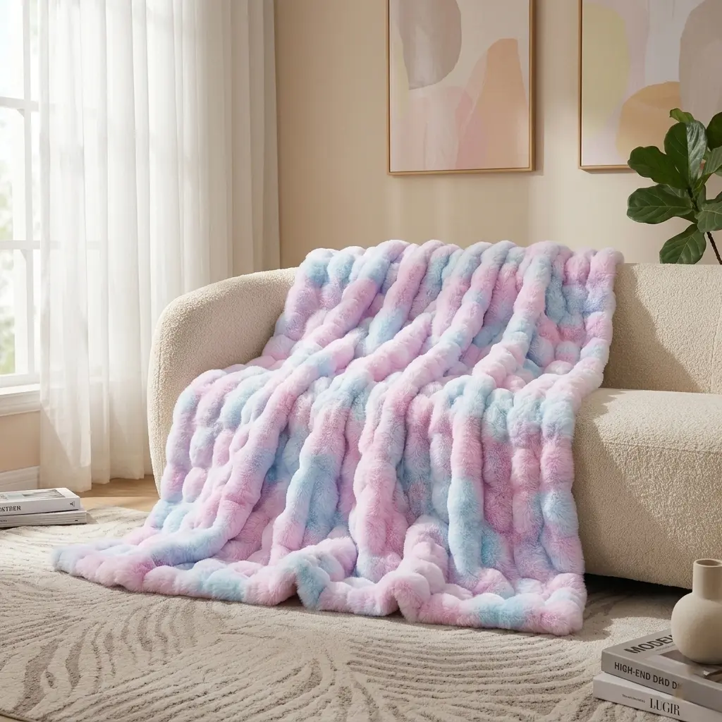 Snow Leopard Faux Fur Blanket, 50"×60" Ultra-Soft Rainbow Fluffy Lightweight Throw - Fade-Resistant, Wrinkle-Resistant, Easy Machine-Wash, Cozy Luxury Home Decor, Winter Essential for Sofa, Christmas Gift