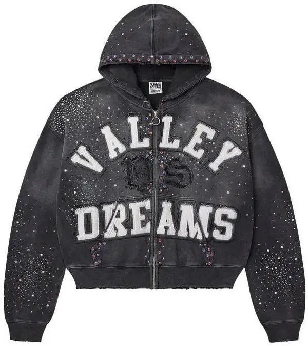 Valley Dreams" zip-up hoodie — classic, bold prints and diamond detailing to help you shine anywhere
