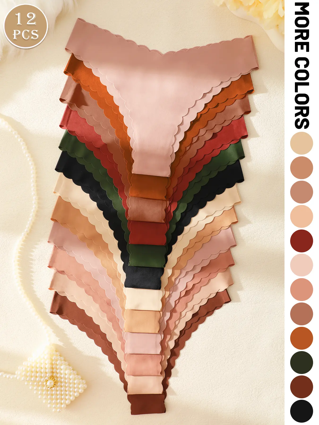 12 pieces of solid color V-shaped women's underwear, Soft Minimalist Knicker, Soft Minimalist Panty, Low Waist Panties, Fitted Panty, minimalist solid color design suitable for daily wear in all seasons and casual work.