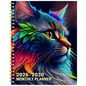 2026-2030 Monthly Calendar - From January 2026 to December 2030, 5-year monthly calendar, colorful cat-themed cover design, yearly planning calendar, month labels, 60-month calendar, 13.97 cm X 21.08 cm