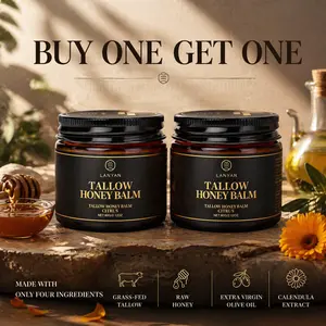 Buy One Get One Free – 2.12oz Grass-Fed Tallow & Honey Balm, Enriched with Olive Oil & Calendula Extract | Beef Tallow for Skin, Soothing All-Natural Moisturizer for Body and Face