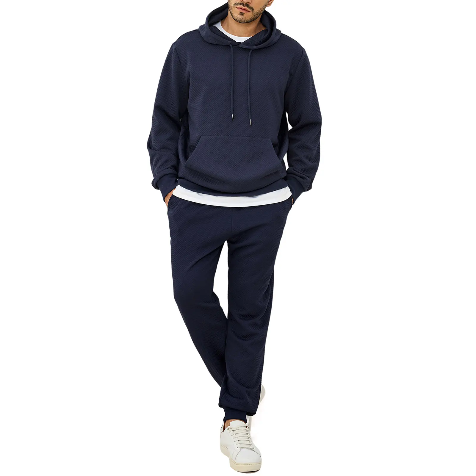 JMIERR Men's 2 Piece Outfits Waffle Textured Sweatsuits | Drawstring Hoodie Sweatshirt, Joggers Sweatpants, Matching Lounge Sets, Couple Outfits, Casual, Loungewear, Fall, Winter