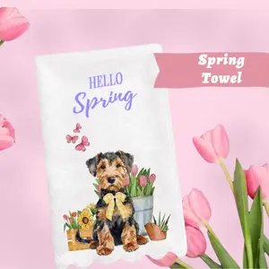 MECE TEXTILE 16"x24" Spring Dog Microfiber Kitchen Hand Towel | 60+ Dog Breeds Design Super Absorbent Quick Dry Fade Resistant Machine Washable | for Dog Mom & Dog Lovers | 2026 Spring Home Decor Mother's Day Gift for Pet Lovers Kitchen Accessories